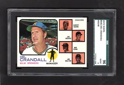 1973 Topps Del Crandall #646 -- Brewers  -- Low Pop  SGC MINT 9 --NONE Higher!  - Image 1 of 2
