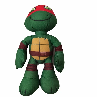 TMNT Turtle, Green with Red Face Mask.  Small Plush Soft Toy Raphael - Image 1 of 4