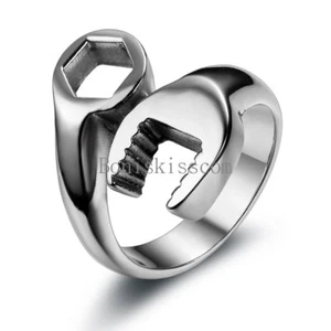 BIKER Motorrad Mechaniker SCHRAUBENSCHLÜSSEL Werkzeug Edelstahl Ring silber hochpoliert - Bild 1 von 25
