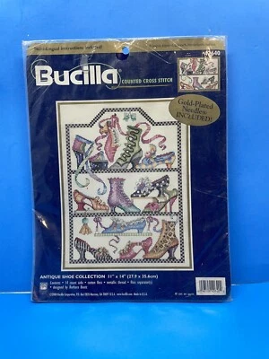 Bucilla Antique shoe Collection Cross Stitch kit wall art pattern NEW - Image 1 of 3