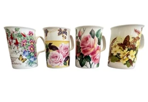 Set Of 4 Roy Kirkham Multicolor English Floral Coffee Tea Cups Mugs Vintage - Picture 1 of 7