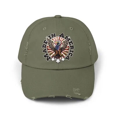 Boné Made in America Distressed 4 de julho América Patriotic DTF impresso presente - Imagem 1 de 4