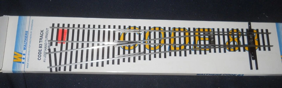 HO Walthers Code 83 NS #6 Left Hand Turnout with Plastic Ties - Image 1 of 1