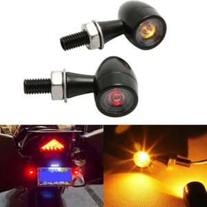 Black Mini Motorcycle LED Bullet Turn Signals Blinker Light Indicator Amber Lamp - Picture 1 of 9