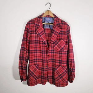 Vintage Pendleton 49er Shirt Jacket Blazer Vtg 60s 70s Plaid Wool Topster Mens M - Picture 1 of 10