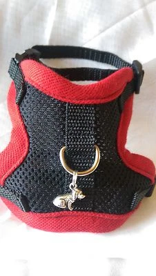 Hundegeschirr XS, Softgeschirr, Brustgeschirr, schwarz rot, Halsband, Welpen, - Bild 1 von 4