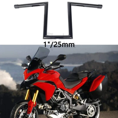 For Ducati Multistrada 1200 S 1" Handle Drag Bar Z-Bars Handlebar 8" Rise Black - Image 1 of 4