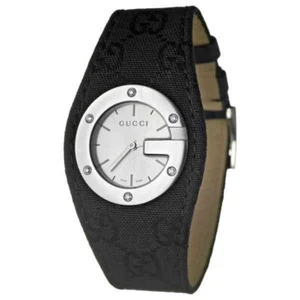 Reloj para dama GUCCI YA104519 104 G esfera plateada correa de tela NUEVO - Imagen 1 de 9