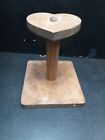 Wooden Toliet Paper Roll Holder Heart Free Standing Stand Wood Table Top 