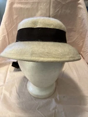 复古拉丝丝绒面霜女式帽子棕色丝带 — 第 1/4 张图片