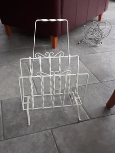 Vintage Retro 1960s 60s Brass & Fabric Newspaper Magazine Metal Wire Rack - Bild 1 von 3