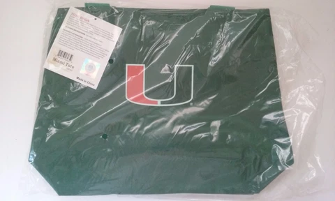 Miami Hurricanes Polyester Tote Bag NIP NCAA 15x12x5 Zipper Shoulder Straps Cover