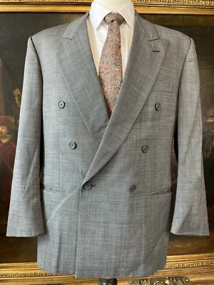 VTG Tallia 40R USA MADE Black & White Micro Nailhead Wool Double Breasted Blazer - Image 1 of 4