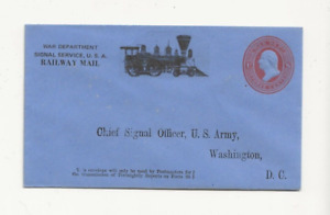 ORIGINAL EARLY ILLUSTRATED WAR DEPARTMENT SIGNAL SERVICE RAILWAY MAIL BLUE COVER