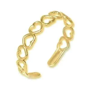 14k Yellow Gold Plated Heart Adjustable Toe Ring 14K Yellow Gold Finish Women's - Picture 1 of 3