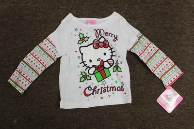 Camiseta De Manga Larga Hello Kitty Navidad Para Niñas Sanrio Ropa Top Tee Nuevo - Imagen 1 de 2