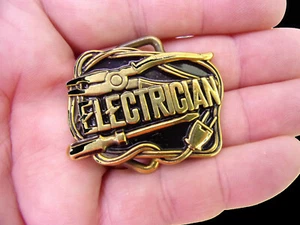 De colección 1980 Electricista Latón Sólido Barón Hebillas Hebilla de Cinturón #5S04 Para Cinturón de 1" Nuevo de Lote Antiguo - Imagen 1 de 6