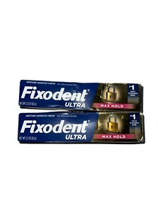 Lot Of 2 Fixodent Ultra Max Hold Denture Adhesive Cream with Food Seal 2.2 Oz - Picture 1 of 3