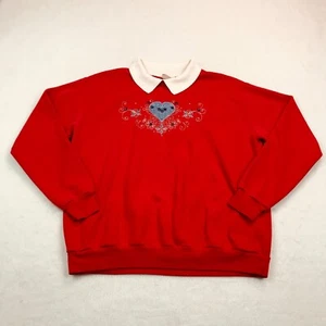Vintage Sweatshirt Womens No Size Tag (Fits Small/Medium) Red Top Stitch Grandma - Picture 1 of 17