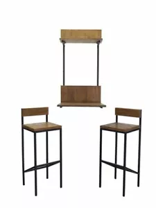 Wandtisch + 2 Barhocker Küchentheke Industrie-Style Metallgestell + Holz (8590) - Bild 1 von 7