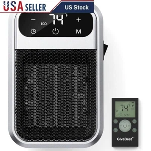 800W Wall Outlet Space Heater Remote Control LED Display Timer Indoor Use - Picture 1 of 7