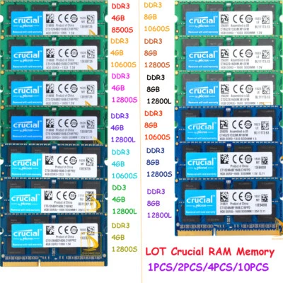 Crucial 2RX8 8GB 4GB DDR3L DDR3-12800L 12800S 10600S 8500S Laptop Memory RAM - Image 1 of 4