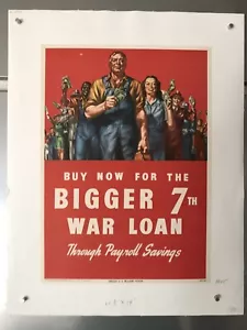 original linen-mounted WWII poster Buy Now for the Bigger 7th War Loan Treasury - Picture 1 of 4