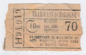 Vintage Bologna Tram Tramway Tramway Ticket 21002 - Picture 1 of 1