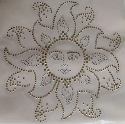 9-3/4" Солнце лицо со стразами/стразы железа на горячий ремонт передачи мотив нашивка - Изображение 1 из 2