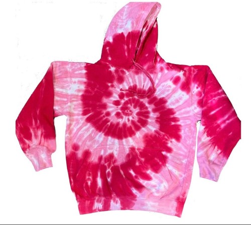 Felpa con cappuccio rosa San Valentino taglia GRANDE rosa vortice tie dye rosa tie dye
