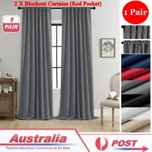 2X Blockout Curtains Blackout Window Curtains Draperies Pair Rod Pocket Bedroom - Picture 1 of 36