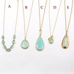 Chalcedony Gold Plated Necklace Solid 925 Sterling Silver Jewelry Women Gift  - Picture 1 of 17