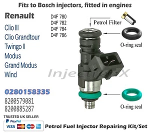 Kit Assistenza Iniettore Carburante O-Ring 0280158335 Renault Clio Twingo Modus Wingo Wind 1,2L - Foto 1 di 2