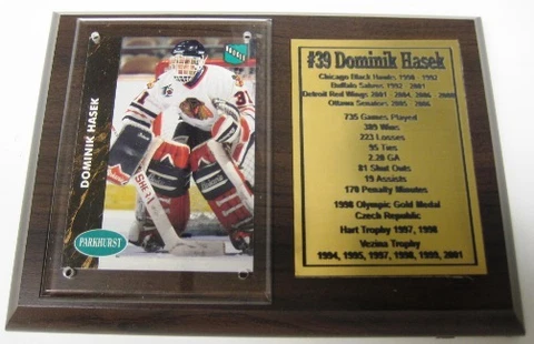 Chicago Black Hawks Dominik Hasek Hockey Card Plaque Cover