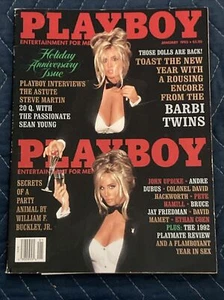 January 1992 Playboy Barbi Twins w/ Centerfold & Inserts Vintage Adult Magazine - Picture 1 of 6