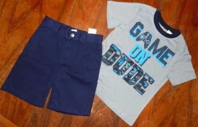 Shorts Set Gymboree 2pc Navy Shorts Game On Dude Boy size 7 New - Image 1 of 2