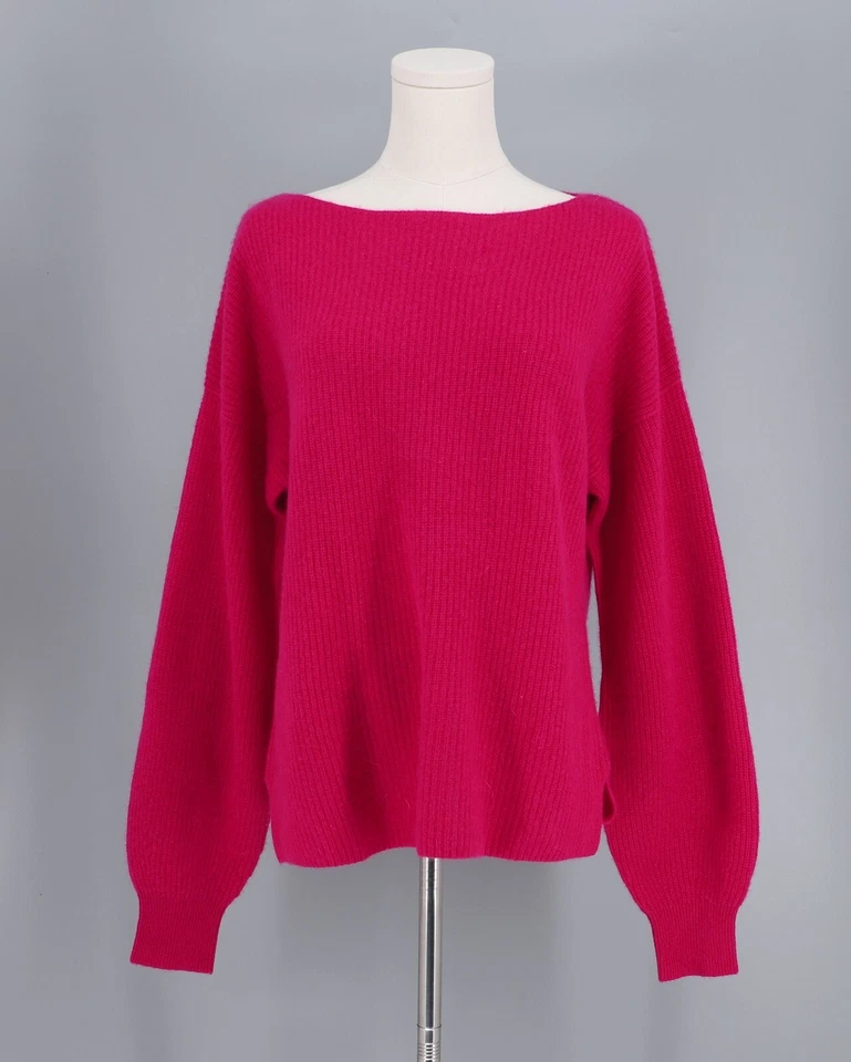 NUEVO CON ETIQUETAS SUNDANCE Jovie Cashmere Manga Abullonada Cachemira Rosa Vibrante Talla M Foto 1 de 4