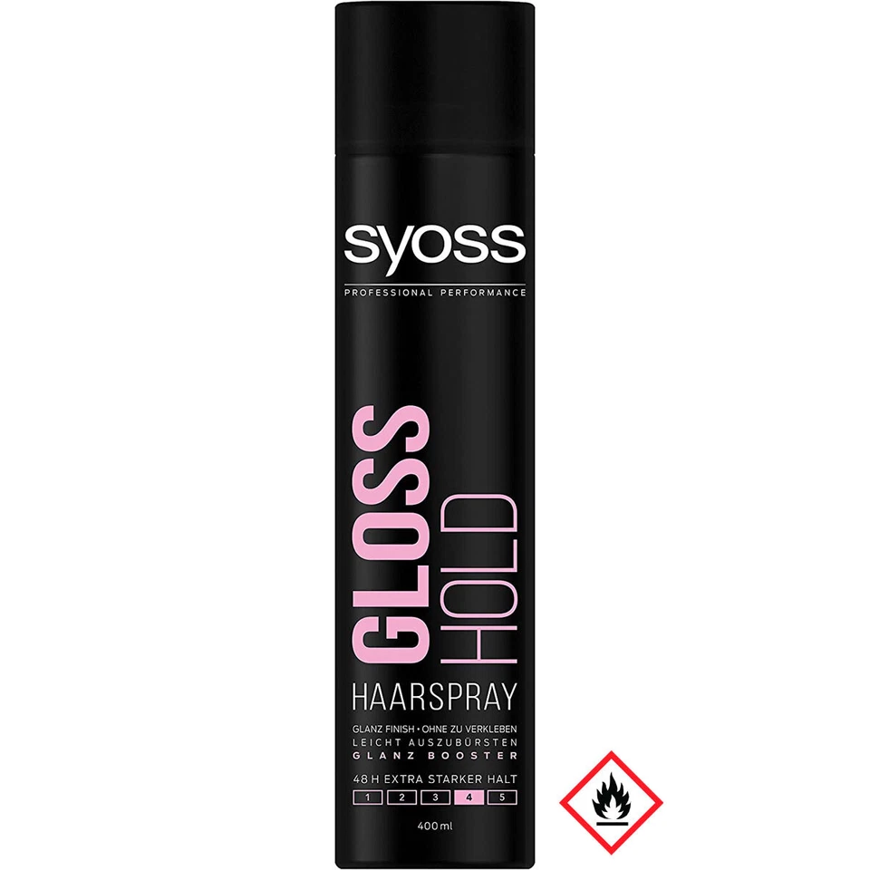 HAARSTYLING Syoss Spray pour Cheveux Gloss Hold Brillant Scellage 400ml 3er Pack