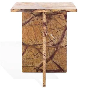 Safavieh Adriano 2 Leg Marble Accent Table in Beige / Brown - Picture 1 of 10