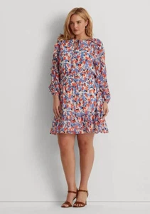 NWT LAUREN RALPH LAUREN Floral Crinkled Georgette Dress 8 $185 - Picture 1 of 7