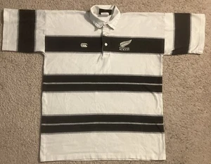 Vintage New Zealand All Blacks Men’s Canterbury Striped Rugby Polo Size L - Picture 1 of 10