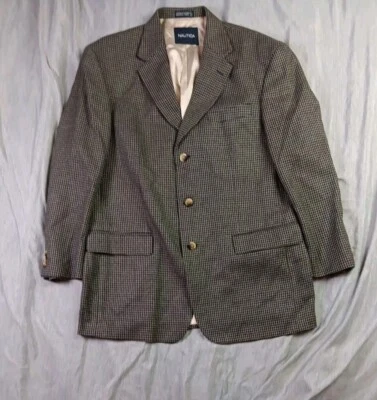 Abrigo deportivo de lana de cordero Nautica pata de gallo para hombre 42R chaqueta blazer de 3 botones suave Foto 1 de 4