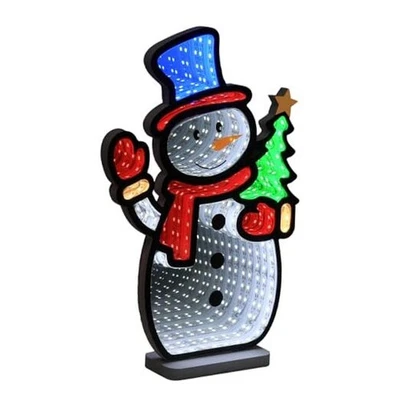 Christmas Decorations Indoor, Snowman Infinity Mirror Tunnel Light for