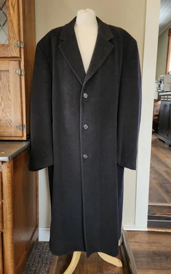 Jos. A Bank Mens Black Wool Cashmere Blend Trench Coat Size 46R Business Luxury - Image 1 of 4