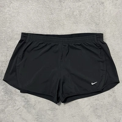 耐克短裤女式 L 黑色 Tempo Dri Fit 短内衬训练跑步裤 — 第 1/4 张图片