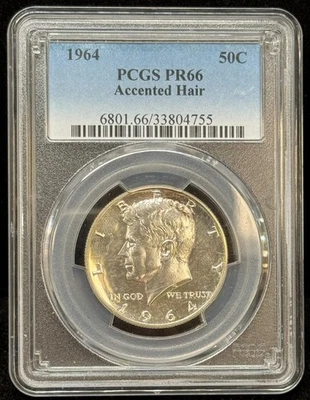 1964 Accented Hair Proof Silver Kennedy Half Dollar PCGS PR66 PCGS - Image 1 of 4