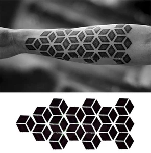 Patrón de tatuaje temporal resistente al agua arte corporal cubo figura tatuaje adhesivo - Imagen 1 de 2