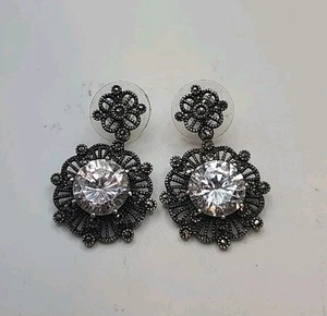 Vintage Sterlingsilber Thailand Markasit & Strass Ohrhänger  - Bild 1 von 5