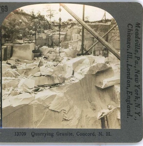 Quarrying Granite Concord NH Keystone Stereoview c1900 - Picture 1 of 3