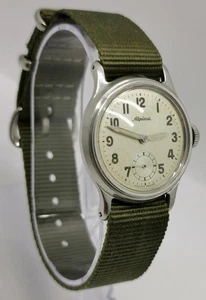 Vintage 1950s Alpina François Borgel Cased Cal 586 Military Style 30mm Gents Watch  - Bild 1 von 20